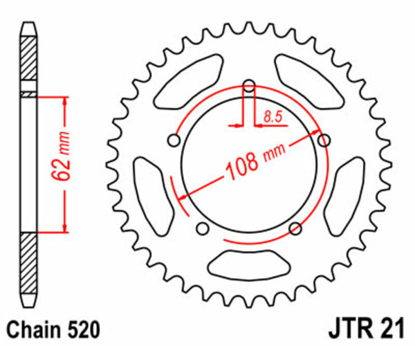JT SPROCKETS Steel Standard Rear Sprocket 21 - 520 JTR21.40