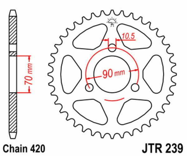 JT Sprock's Steel Standard Rear Sprock 239 - 420 JTR239.42