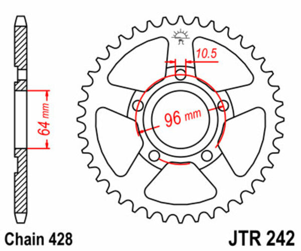 JT SPROCKETS Steel Standard Rear Sprocket 242 - 428 JTR242.53