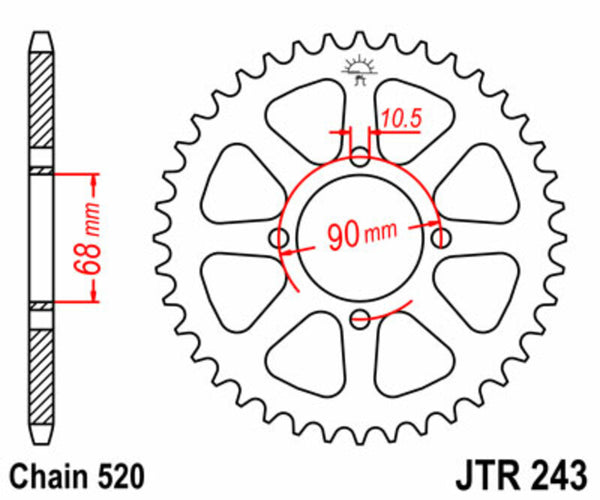JT SPROCKETS Steel Standard Rear Sprocket 243 - 520 JTR243.42