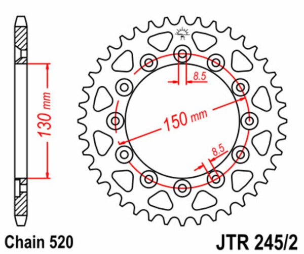 JT SPROCKETS Steel Standard Rear Sprocket 245/2 - 520 JTR245/2.41