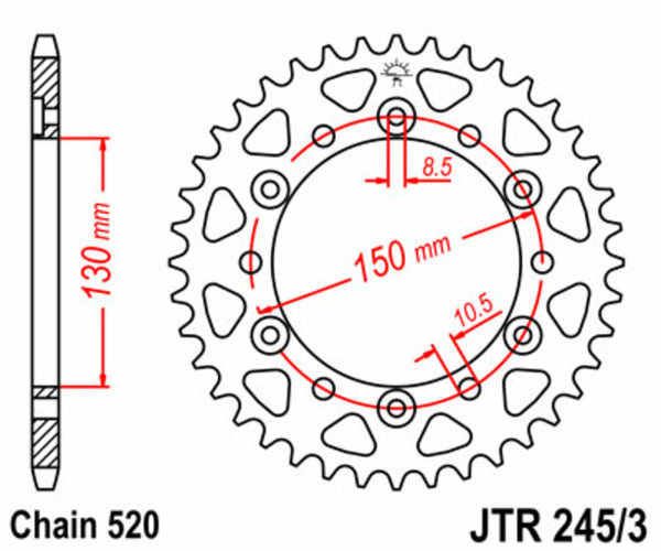 JT Sprock's Steel Standard Rear Sprock 245/3 - 520 JTR245/3.43