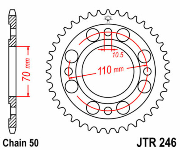 JT SPROCKETS Steel Standard Rear Sprocket 246 - 530 JTR246.41