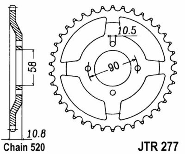 JT SPROCKETS Steel Standard Rear Sprocket 277 - 520 JTR277.45