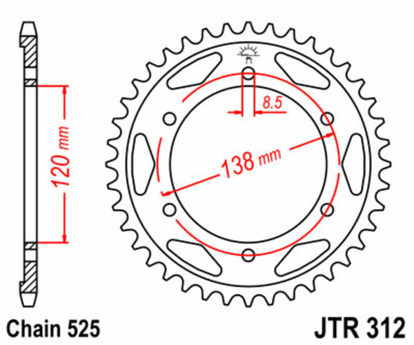JT SPROCKETS Steel Standard Rear Sprocket 312 - 525 JTR312.40