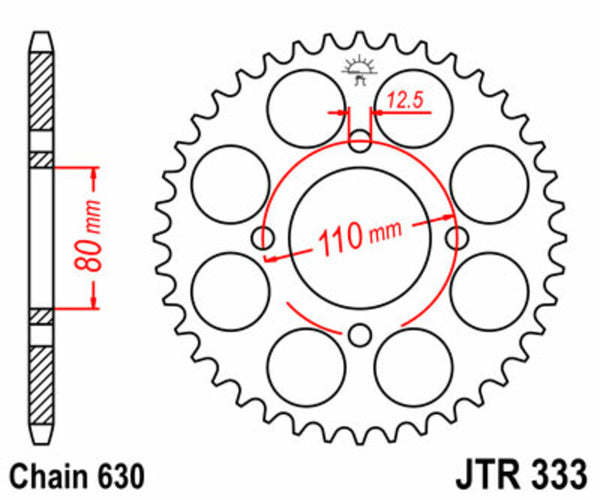 JT SPROCKETS Steel Standard Rear Sprocket 333 - 630 JTR333.38