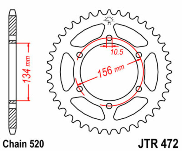 JT SPROCKETS Steel Standard Rear Sprocket 472 - 520 JTR472.40