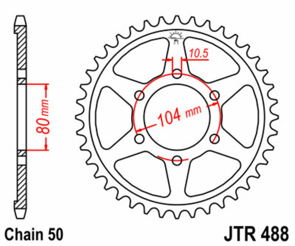 JT Sprock's Steel Standard Rear Sprock 488 - 530 JTR488.45