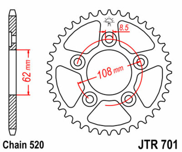 JT SPROCKETS Steel Standard Rear Sprocket 701 - 520 JTR701.41