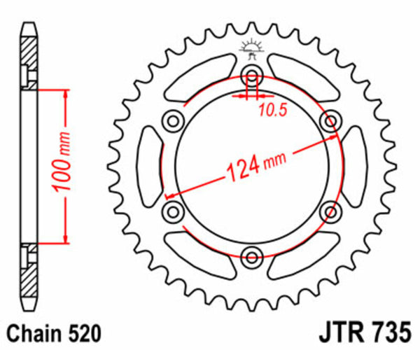 JT SPROCKETS Steel Standard Rear Sprocket 735 - 520 JTR735.41