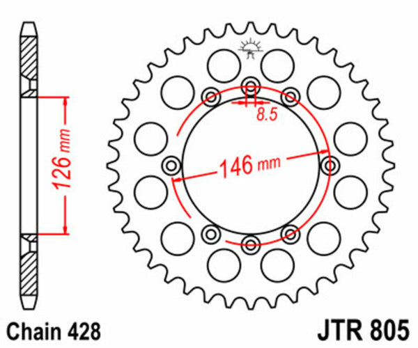 JT SPROCKETS Steel Standard Rear Sprocket 805 - 428 JTR805.50