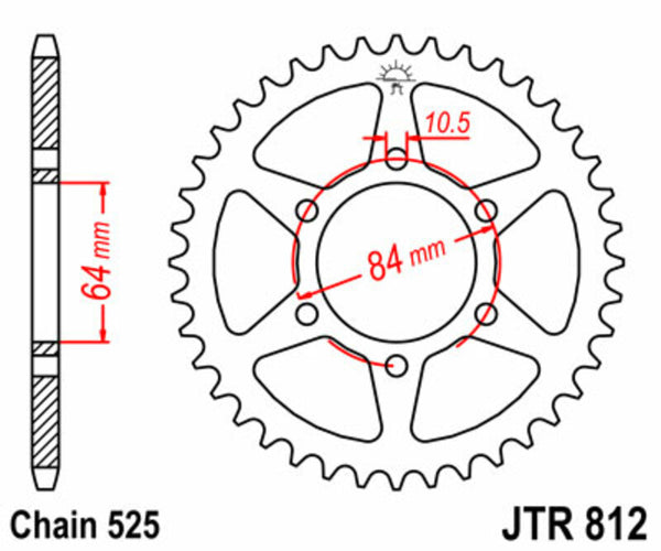 JT SPROCKETS Steel Standard Rear Sprocket 812 - 525 JTR812.41
