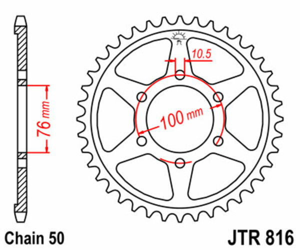 JT SPROCKETS Steel Standard Rear Sprocket 816 - 530 JTR816.52