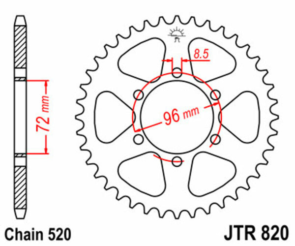 JT SPROCKETS Steel Standard Rear Sprocket 820 - 520 JTR820.42