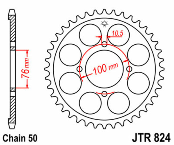 JT SPROCKETS Steel Standard Rear Sprocket 824 - 530 JTR824.40