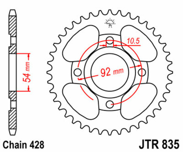 JT Sprock's Steel Standard Rear Sprock 835 - 428 JTR835.49