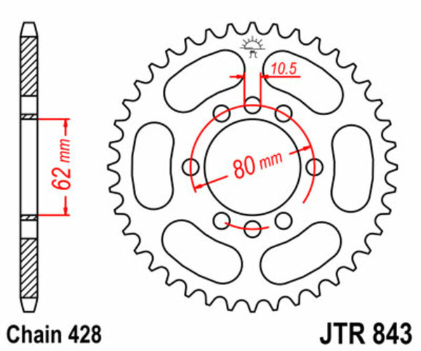 JT Sprock's Steel Standard Rear Sprock 843 - 428 JTR843.50