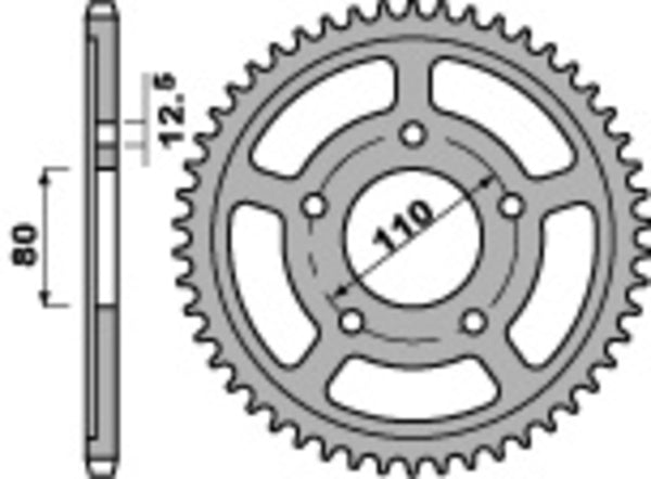 PBR Standard C45 Steel rear Sprock 336 - 630 336 35 C45