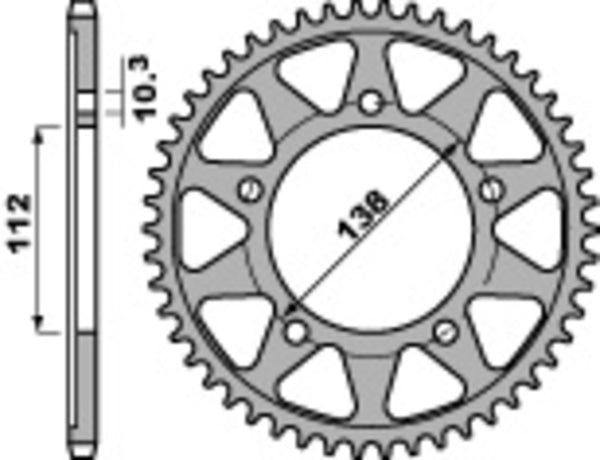 PBR Standard C45 Steel Rear Sprocket 4383 - 530 4383 48 C45 med 48 tänder, 138 mm innerdiameter och 112 mm ytterdiameter, reservdel för fordon.