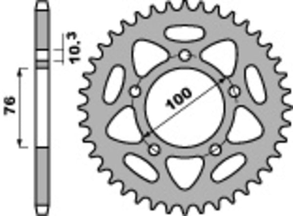 PBR Ultra-Light Aluminium Rear Sprocket 4456 - 525 4456 44 L