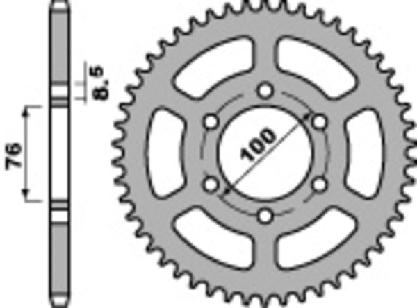 PBR Standard C45 Steel Rear Sprocket 4513 - 428 4513 48 C45