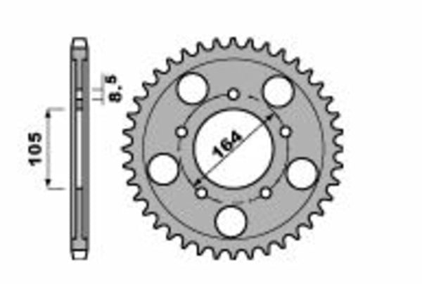 PBR Standard C45 Steel Rear Sprocket 4557 - 525 4557 47 C45