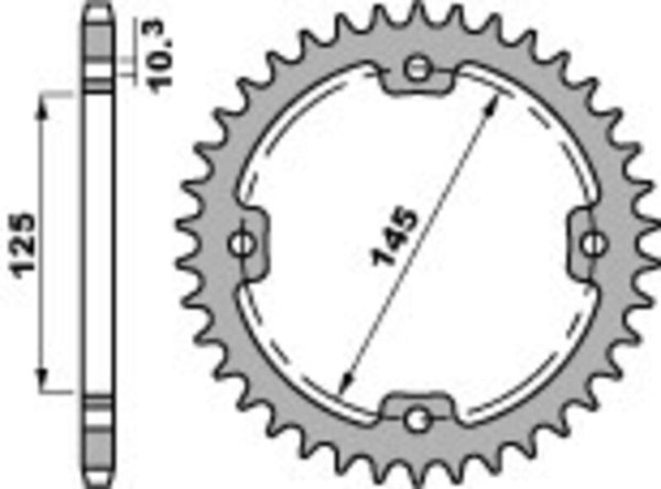 PBR Standard C45 Steel Rear Sprocket 4588 - 520 4588 37 C45