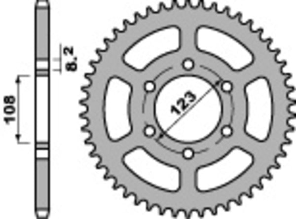 PBR Standard C45 Steel Rear Sprocket 4607 - 428 4607 47 C45