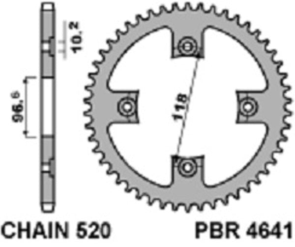 PBR Standard C45 Steel Rear Sprocket 4641 - 520 4641 42 C45