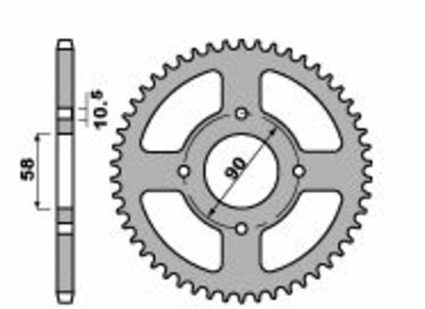 PBR Standard C45 Steel Rear Sprocket 4668 - 520 4668 45 C45