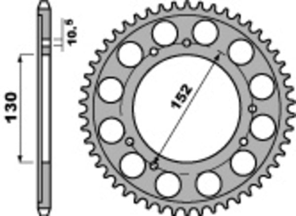 PBR Standard C45 Steel Rear Sprocket 713 - 530 713 46 C45