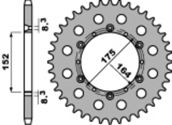 PBR Standard C45 Steel Rear Sprocket 856 - 520 856 50 C45 med 50 tänder, 175 mm bultcirkel och 8,3 mm tjocklek, perfekt för chassidelar.