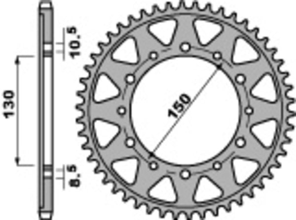 PBR Standard C45 Steel Rear Sprocket 860 - 530 860 47 C45