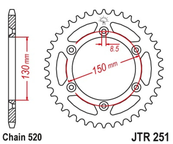 JT Sprock's Steel Self -Cleaning rear Sprocket 251 - 520 JTR251.49SC
