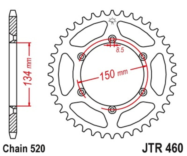 JT Sprock's Steel Self -Cleaning Rear Sprock 460 - 520 JTR460.50SC