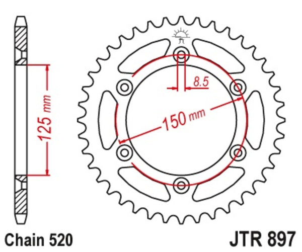 JT Sprock's Steel Standard Rear Sprock 897 - 520 JTR897.51SC