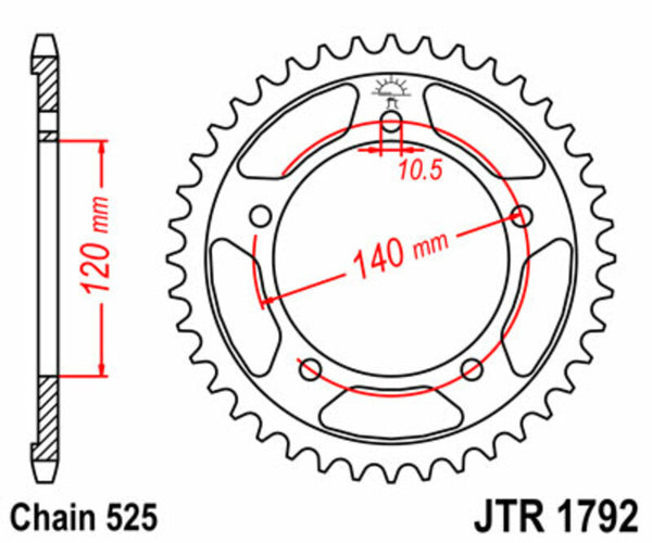 JT SPROCKETS Steel Standard Rear Sprocket 1792 - 525 JTR1792.47