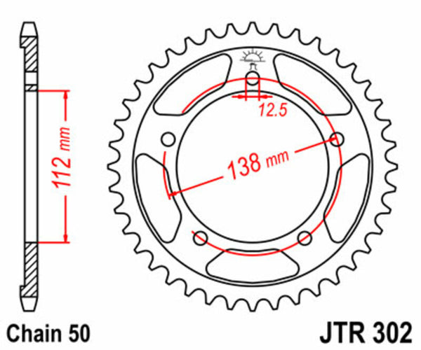 JT Sprock's Steel Standard Rear Sprock 302 - 530 JTR302.44
