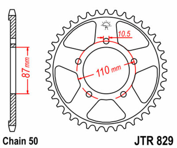 JT Sprock's Steel Standard Rear Sprock 829 - 530 JTR829.44