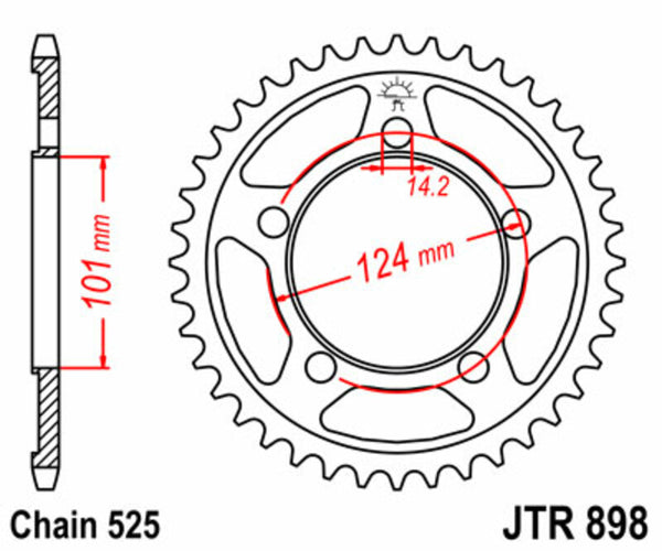 JT Sprock's Steel Standard Rear Sprock 898 - 525 JTR898.38