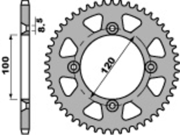 PBR Standard C45 Steel Rear Sprocket 798 - 428 798 52 C45