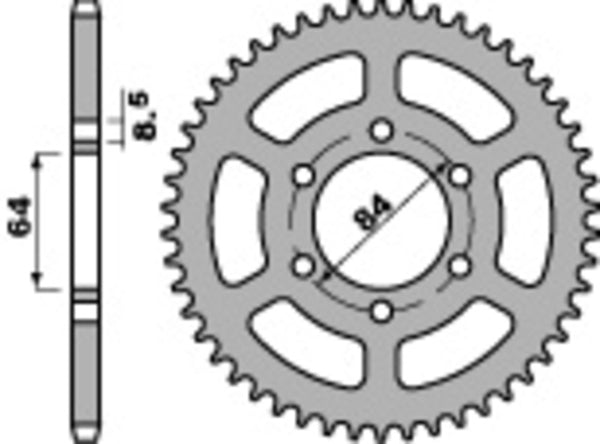 PBR Standard C45 Steel Rear Sprocket 809 - 428 809 53 C45