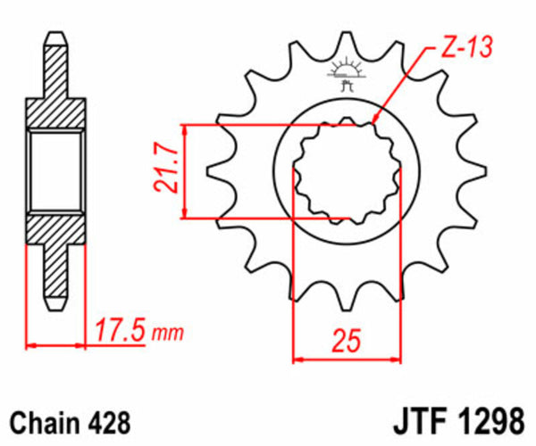 JT Sprock's Steel Standard Front Spoket 1298 - 428 JTF1298.17