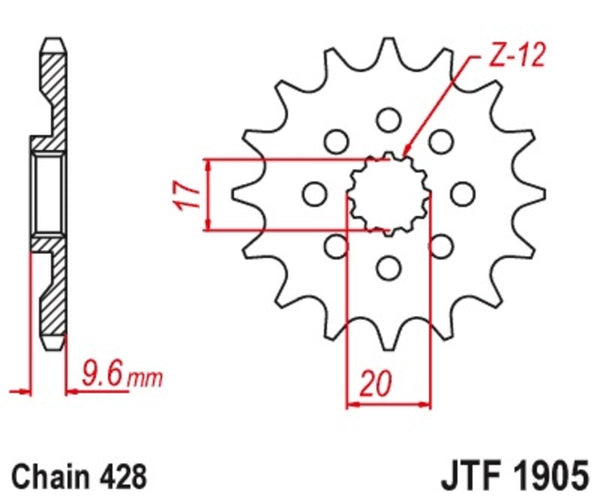 JT SPROCKETS Steel Standard Front Sprocket 1905 - 428 JTF1905.13