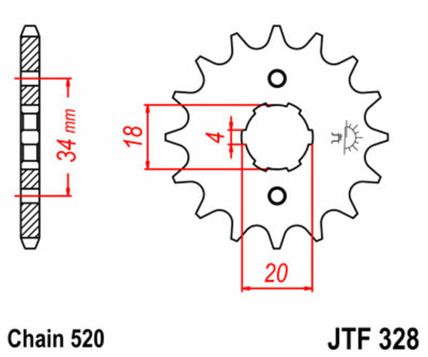 JT SPROCKETS Steel Standard Front Sprocket 328 - 520 JTF328.13