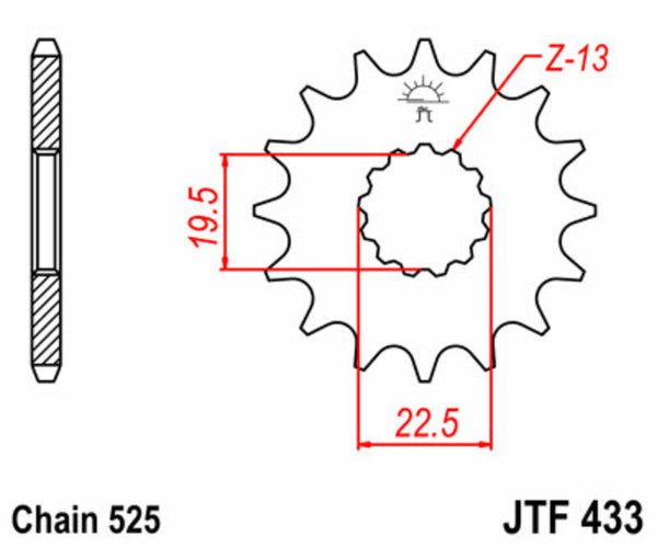 JT SPROCKETS Steel Standard Front Sprocket 433 - 525 JTF433.14