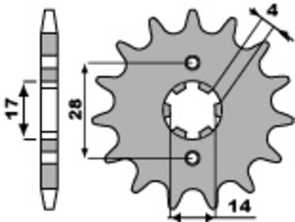 PBR Steel Standard Front Sprocket 2107 - 420 2107 14 18NC