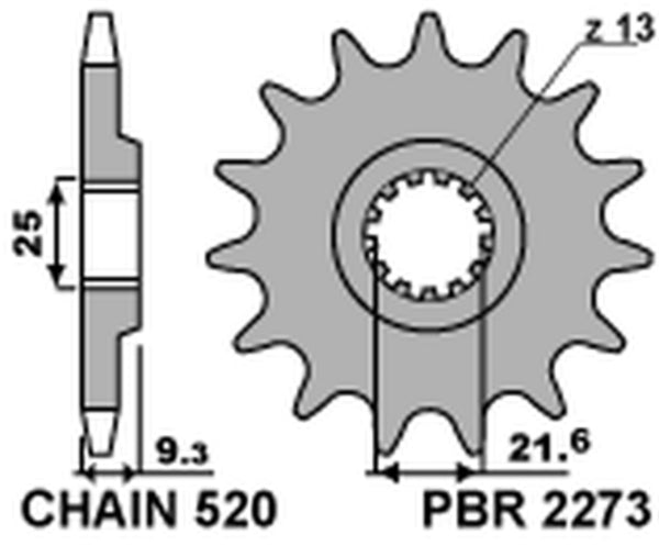 PBR Steel Standard Front Sprocket 2273 - 520 2273 15 18NC