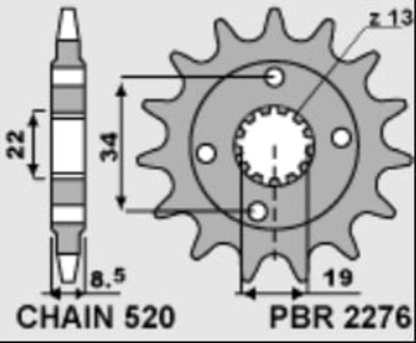 PBR Steel Standard Front Sprocket 2276 - 520 2276 15 18NC