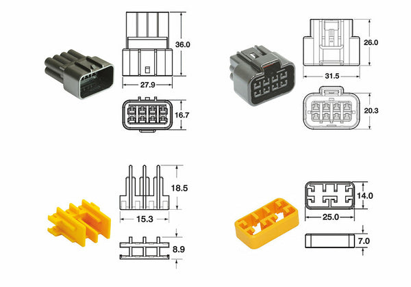 Bihr 8-Pluggs Connectors 090 FRKW OE Type-5 Set-90FRKW.8P